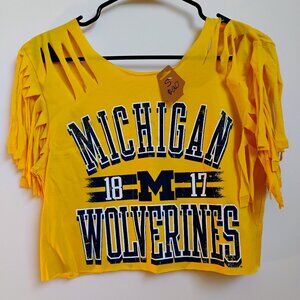 Small off shoulder fringe sleeve crop